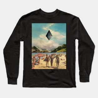 Busy Day At Unknown Beach - Surreal/Collage Art Long Sleeve T-Shirt